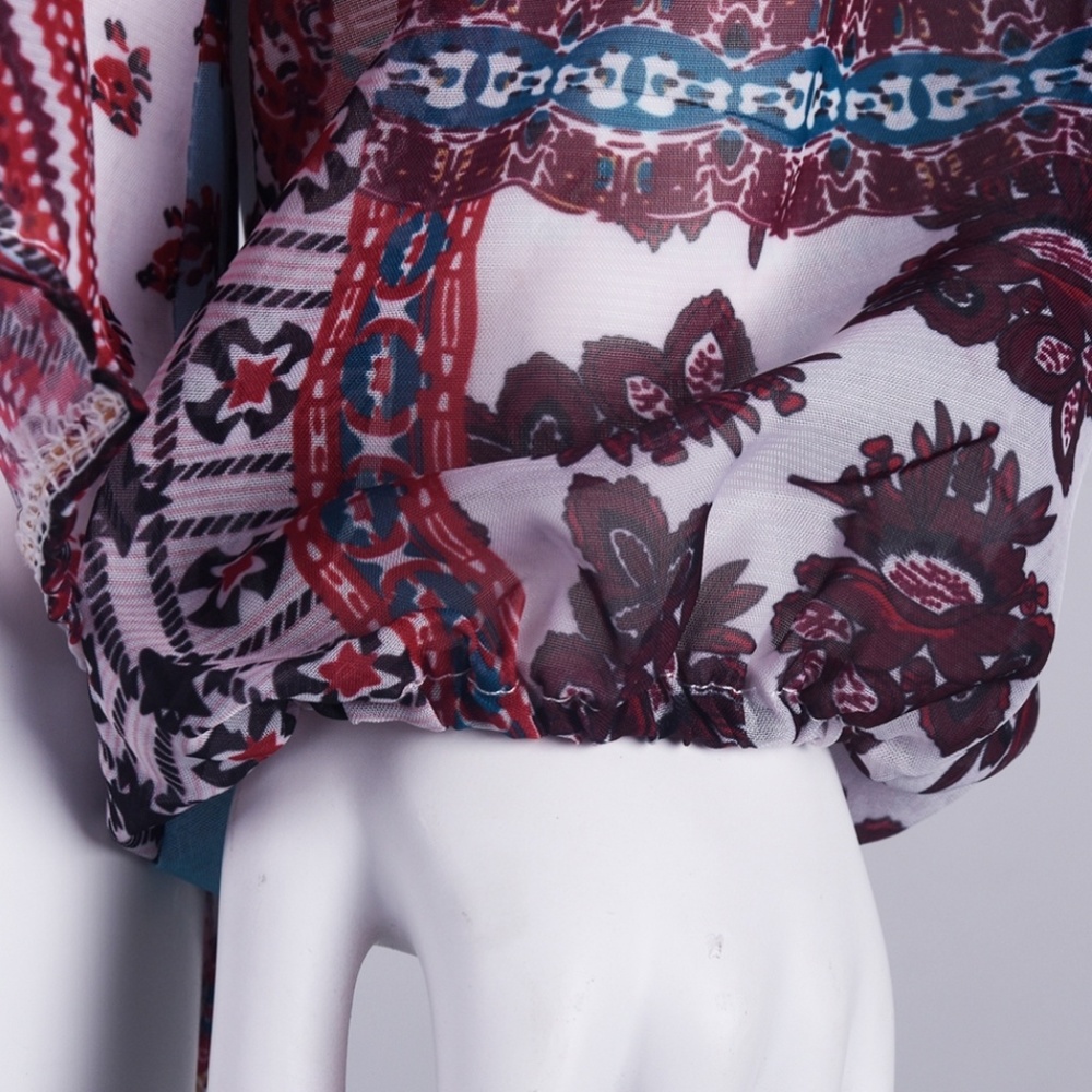 Boho Loose Fitting Semi Sheer Blouse Top Festival - Picture 4 of 5
